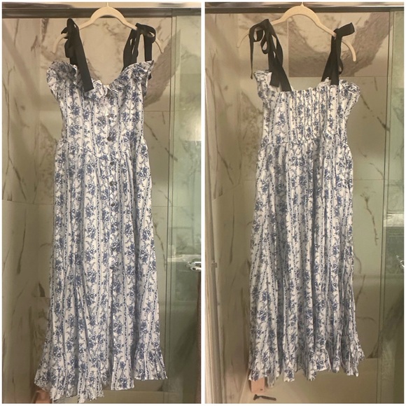 VICI Canyon Crush Fit n’ Flare Midi Dress in Blue Floral M NWT - Picture 7 of 8